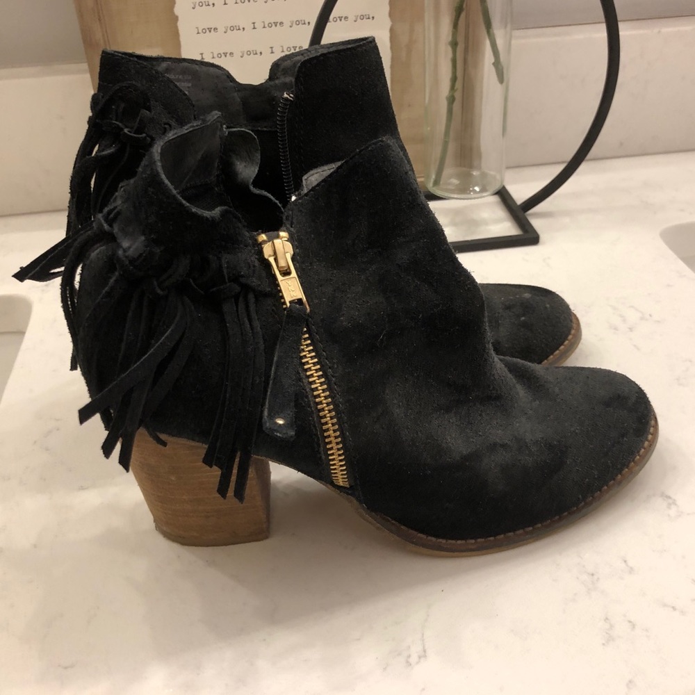 Black tassel booties